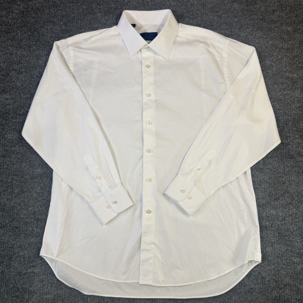 David Donahue Dress Shirt Mens 17.5 34 35 White Button up Formal Wedding